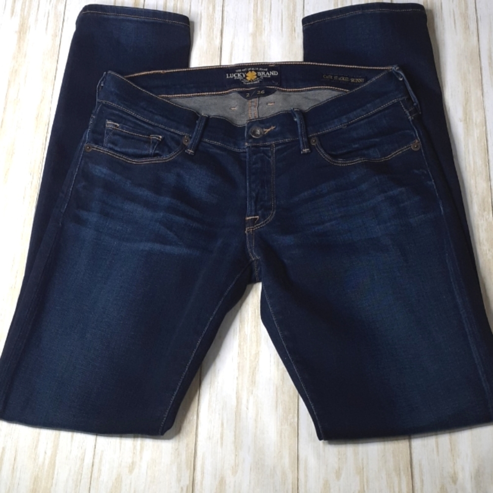 Lucky Brand Cate Stacked Skinny Dark Wash Blue Jeans Size 2/26 7W11463 - Picture 2 of 16